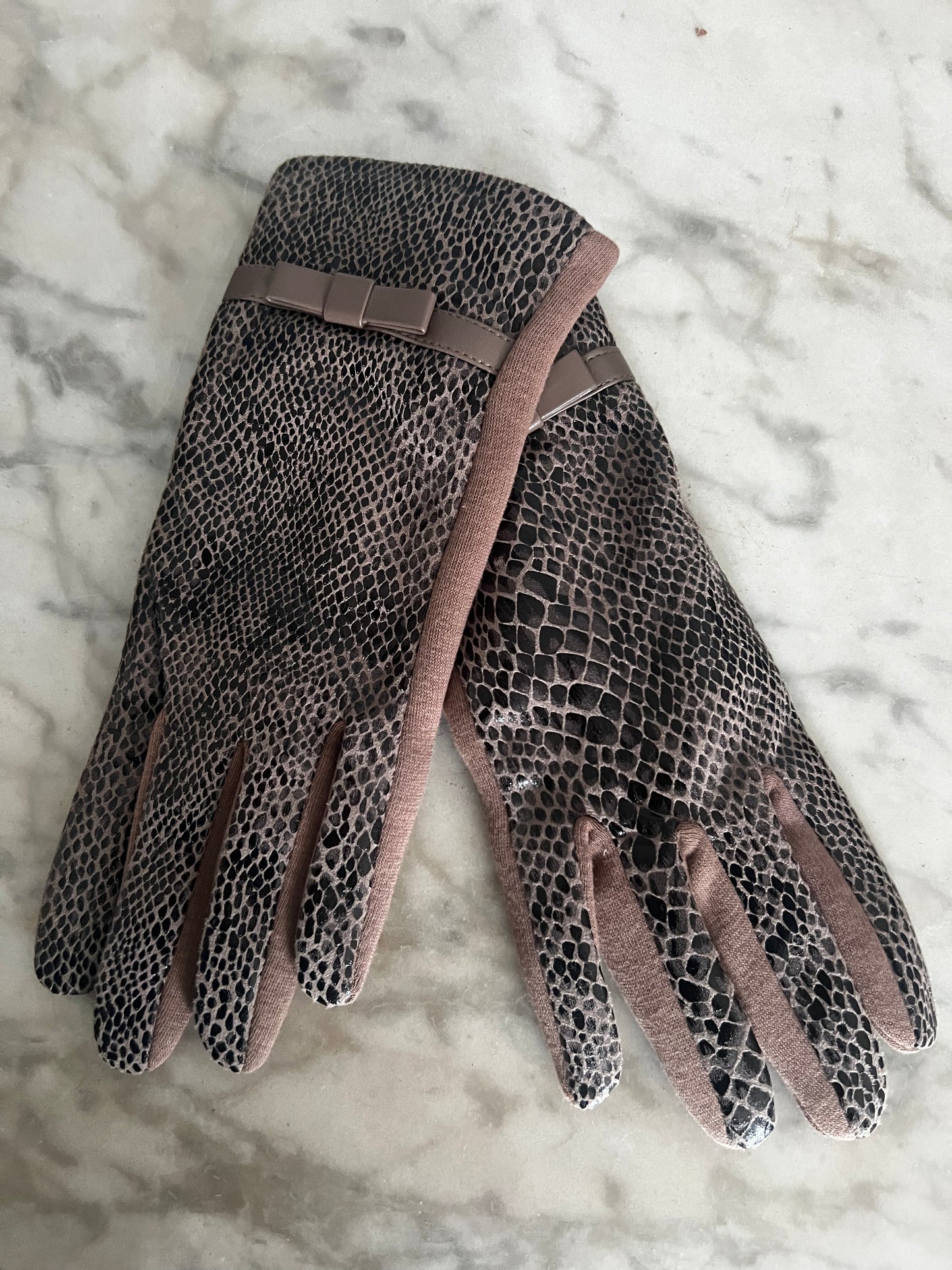 Faux Snakeskin Gloves