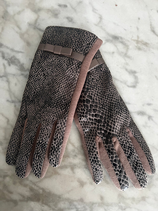 Faux Snakeskin Gloves