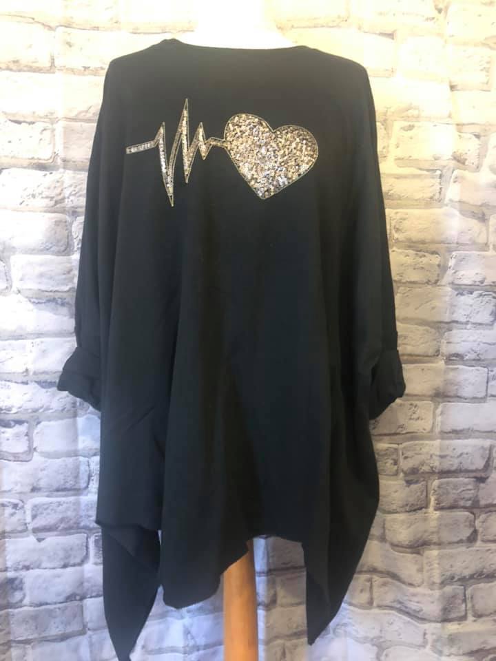 Oversized Sweat With Heartbeat Design