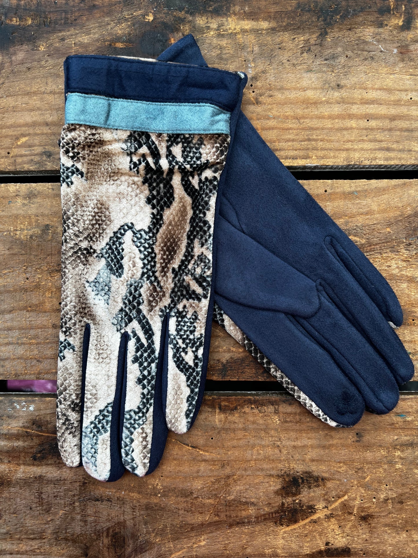 Faux Snakeskin Gloves