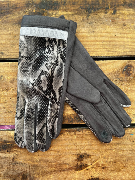 Faux Snakeskin Gloves