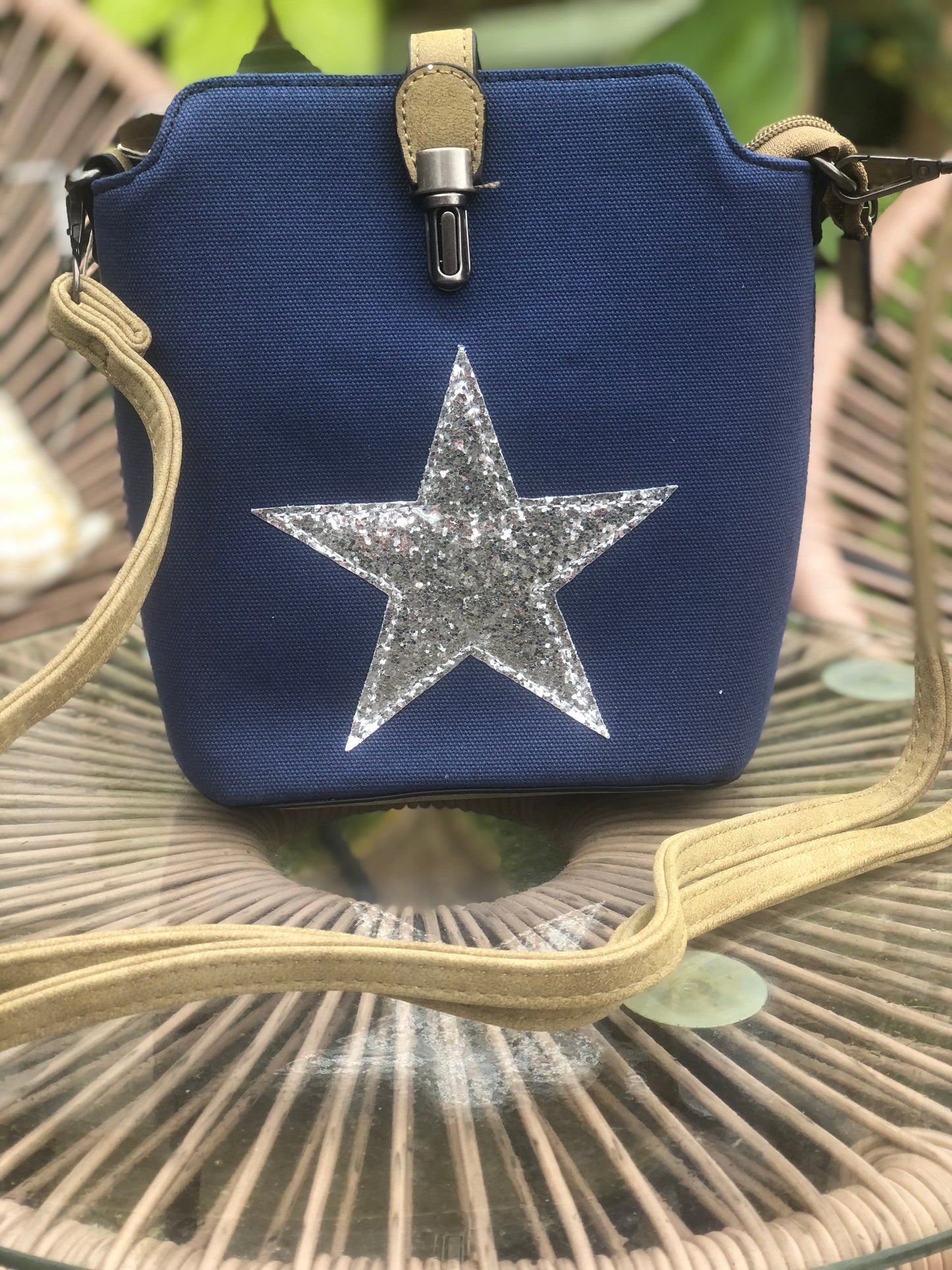 Small Crossbody Bag With Sparkle Star